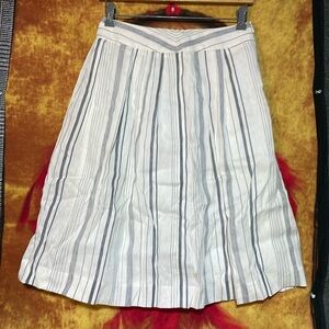 BROOKS BROTHERS ‘346’-women’s white striped pleated high waist mid-length skirt